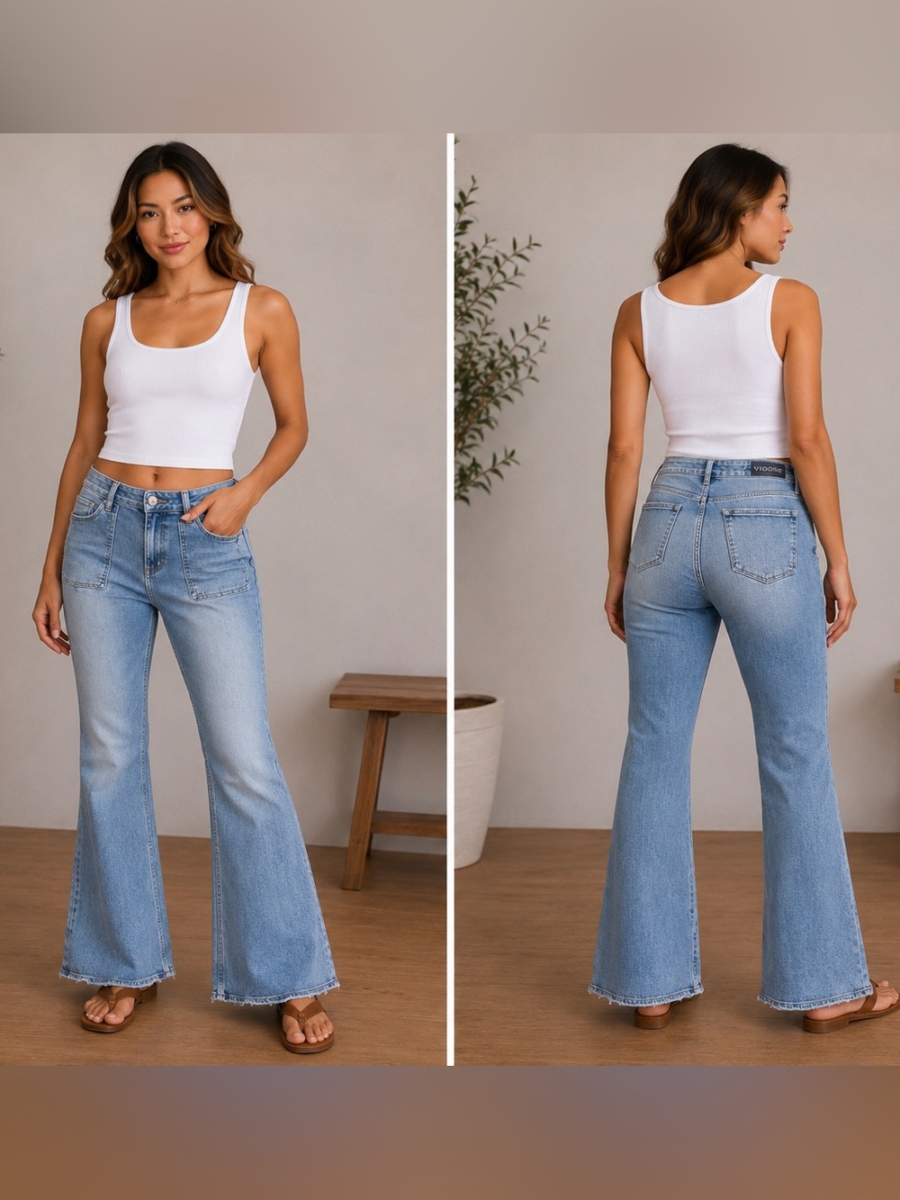 VIGOSS Jagger Boot Cut Jeans Women’s Size 14 Light Wash Stretch Raw Hem